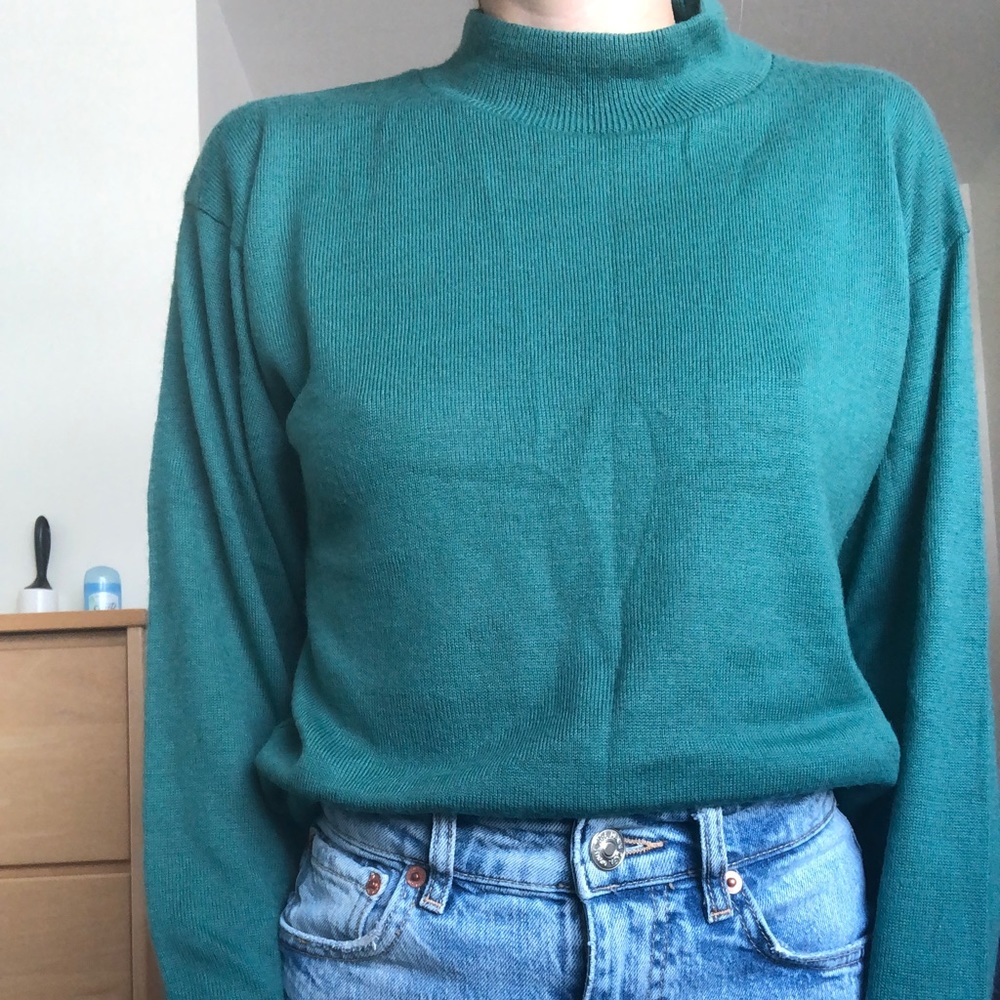 Blue green 70s style sweater